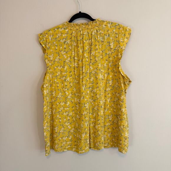 Old Navy Womens Yellow Floral Print V-Neck Flutter Short Sleeve Blouse Top XXL - Picture 6 of 6